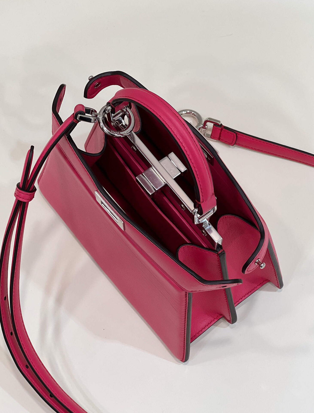 Fendi 8BN335 Peekaboo ISeeU Petite Padded Nappa Leather Bag Red