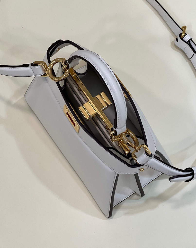 Fendi 8BN335 Peekaboo ISeeU Petite Padded Nappa Leather Bag White