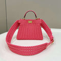 Fendi 8BN335 Peekaboo ISeeU Petite Pink interlace leather bag 80138S - Default Title - View 1