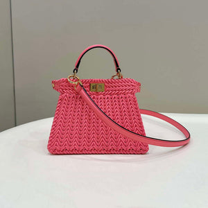Fendi 8BN335 Peekaboo ISeeU Petite Pink interlace leather bag 80138S - Default Title - View 2