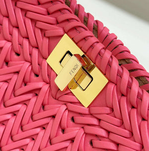 Fendi 8BN335 Peekaboo ISeeU Petite Pink interlace leather bag 80138S - Default Title - View 6