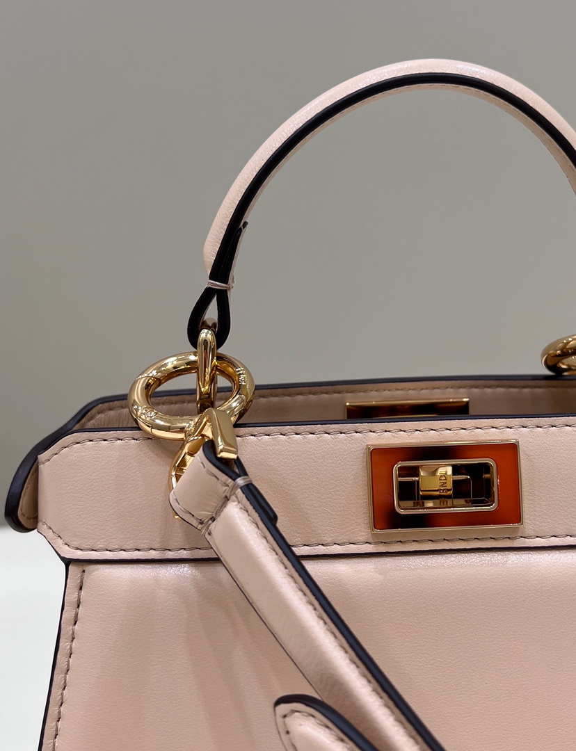 Fendi 8BN335 Peekaboo ISeeU Petite Pink Padded Nappa Leather Bag