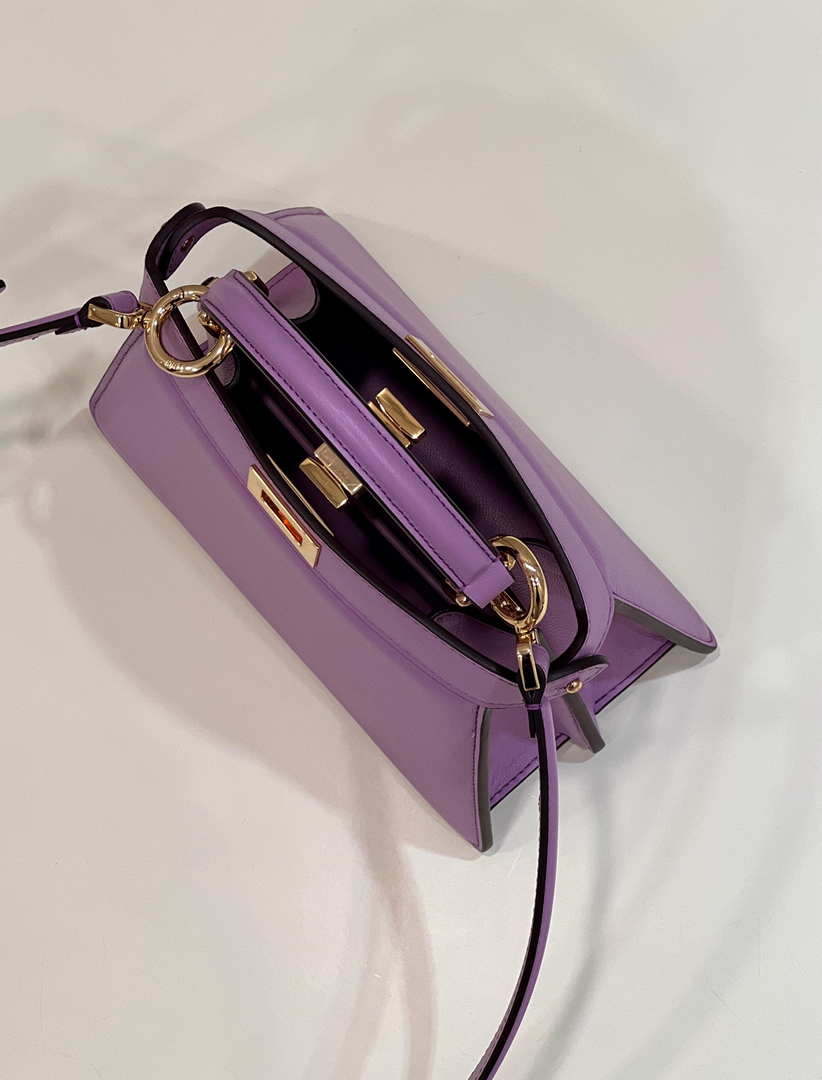 Fendi 8BN335 Peekaboo ISeeU Petite Purple Padded Nappa Leather Bag