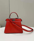 Fendi 8BN335 Peekaboo ISeeU Petite Red Padded Nappa Leather Bag