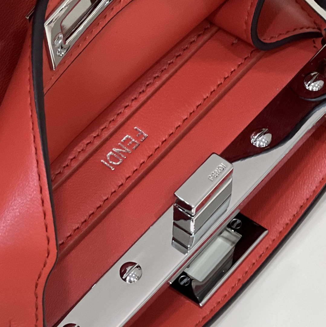 Fendi 8BN335 Peekaboo ISeeU Petite Red Padded Nappa Leather Bag