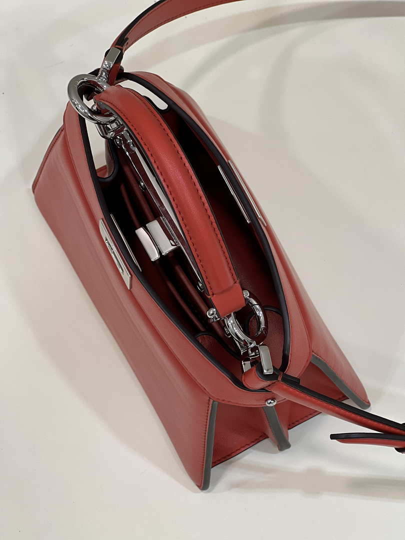 Fendi 8BN335 Peekaboo ISeeU Petite Red Padded Nappa Leather Bag