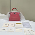 Fendi 8BN335 Peekaboo ISeeU Petite Red Selleria bag with 306 hand-sewn topstitches 80133As - Default Title - View 1