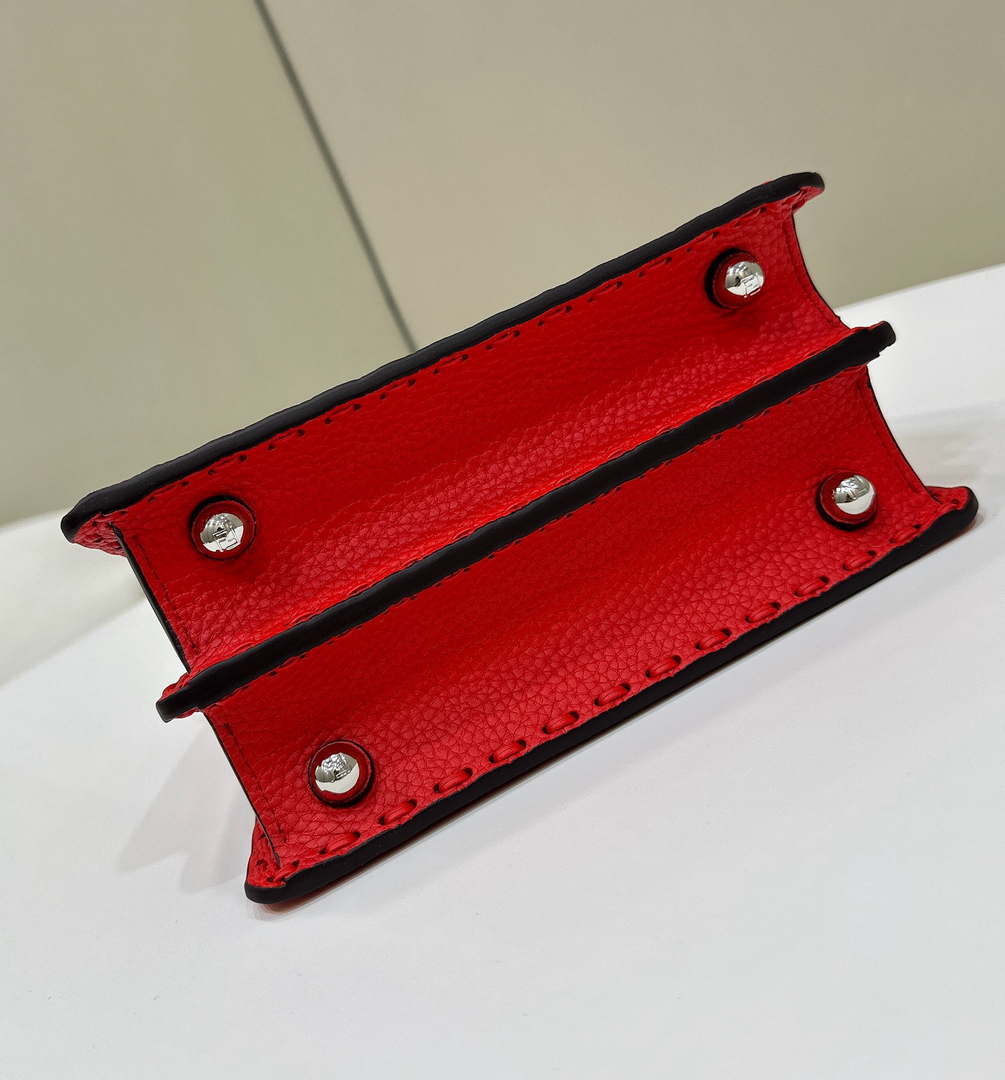 Fendi 8BN335 Peekaboo ISeeU Petite Red Selleria bag with 306 hand-sewn topstitches 80133As