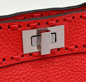 Fendi 8BN335 Peekaboo ISeeU Petite Red Selleria bag with 306 hand-sewn topstitches 80133As - Default Title - View 5