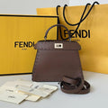 Fendi 8BN335 Peekaboo ISeeU Petite Selleria bag  80133As Dark Brown