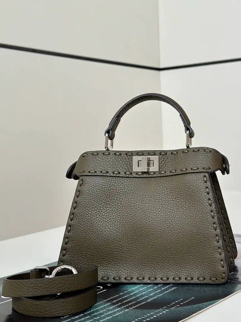 Fendi 8BN335 Peekaboo ISeeU Petite Selleria bag 80133As Dark Green