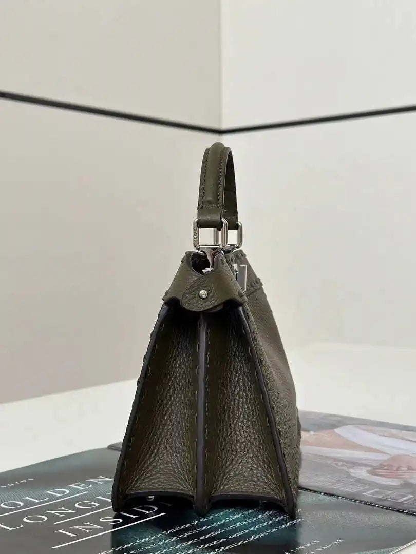 Fendi 8BN335 Peekaboo ISeeU Petite Selleria bag 80133As Dark Green