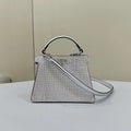 Fendi 8BN335 Peekaboo ISeeU Petite Silver Leather Bag with FF crystals Motif 8635 - Default Title - View 1