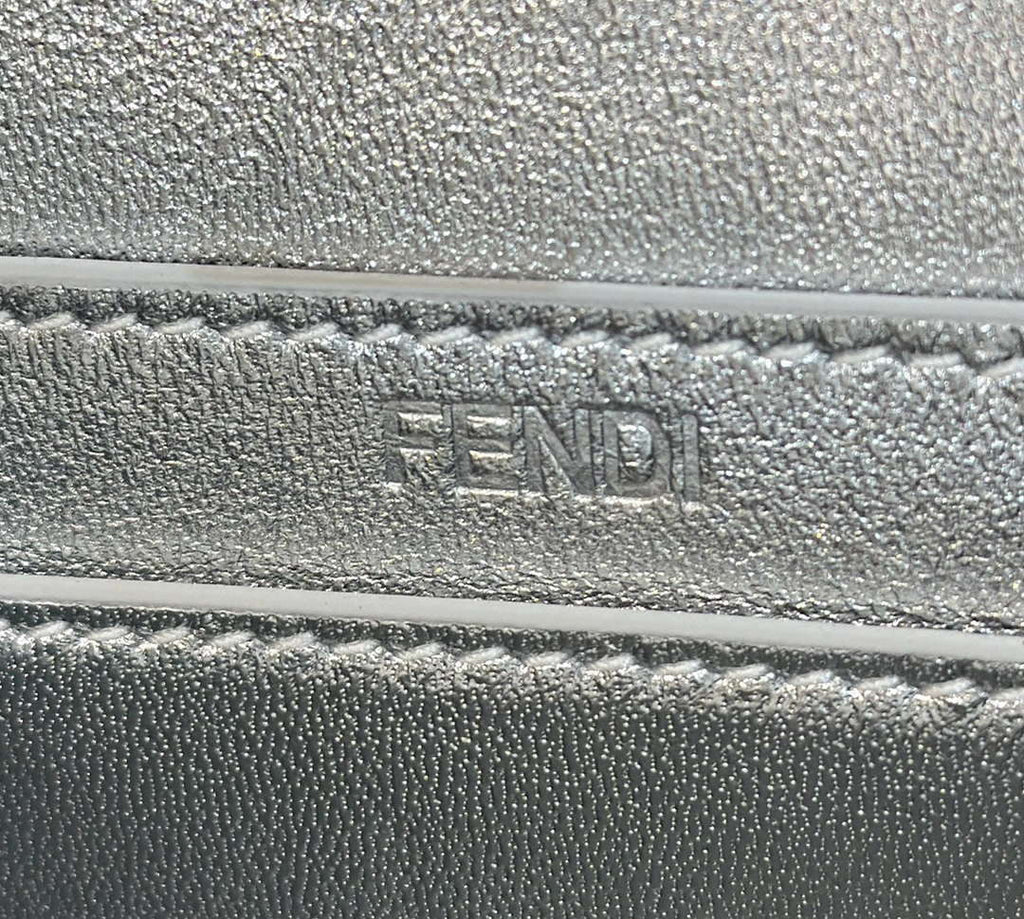 Fendi 8BN335 Peekaboo ISeeU Petite Silver Leather Bag with FF crystals Motif 8635