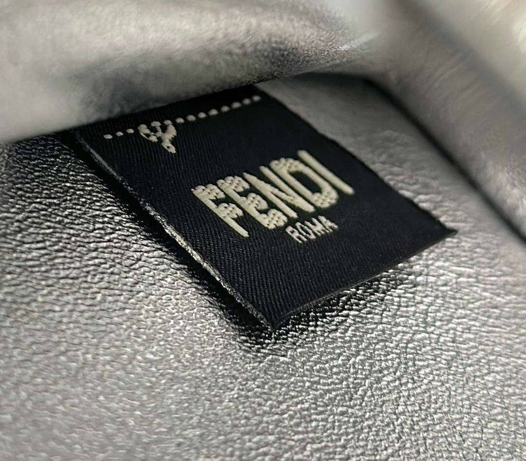 Fendi 8BN335 Peekaboo ISeeU Petite Silver Leather Bag with FF crystals Motif 8635