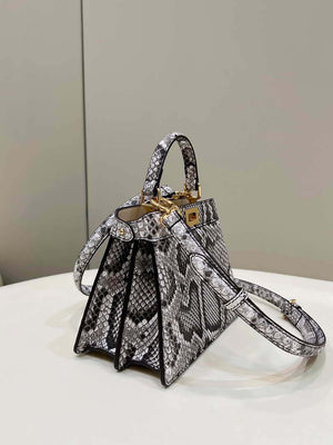 Fendi 8BN335 Peekaboo ISeeU Petite Snakeskin Gray Padded Nappa Leather Bag - Default Title - View 2