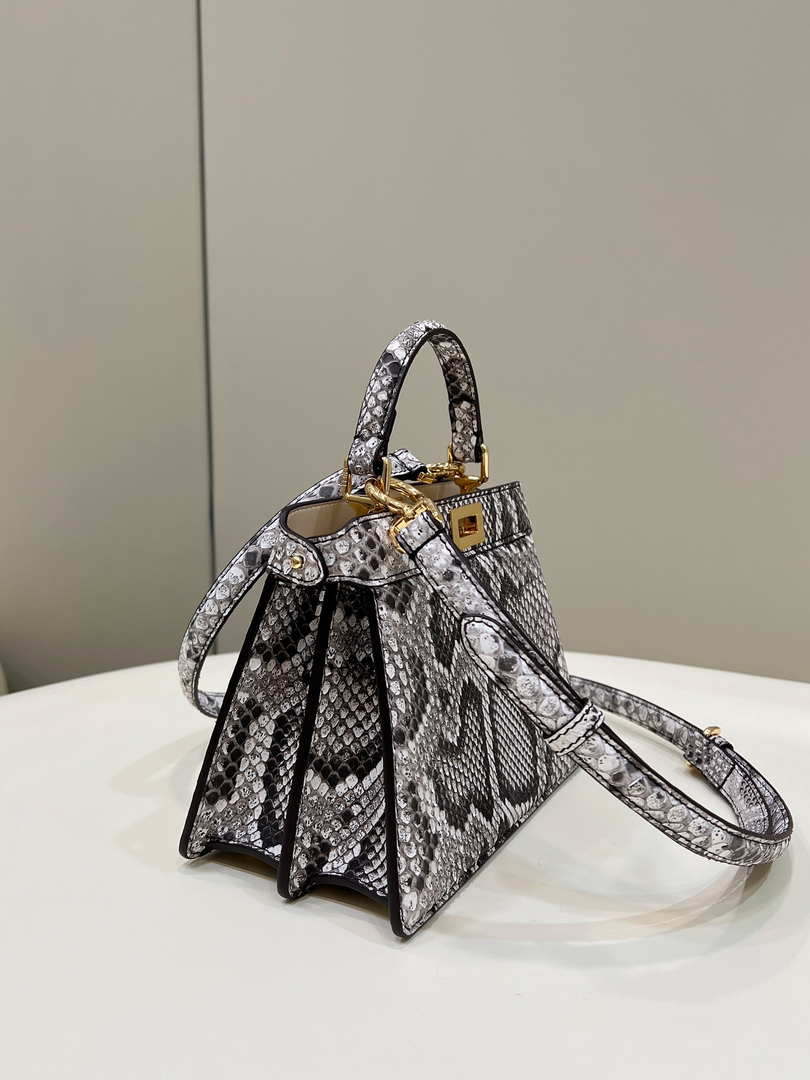Fendi 8BN335 Peekaboo ISeeU Petite Snakeskin Gray Padded Nappa Leather Bag - Default Title - View 2