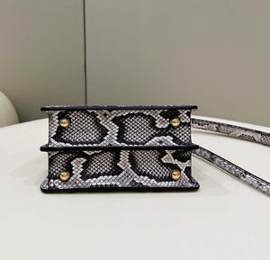 Fendi 8BN335 Peekaboo ISeeU Petite Snakeskin Gray Padded Nappa Leather Bag - Default Title - View 4