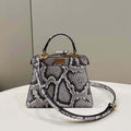 Fendi 8BN335 Peekaboo ISeeU Petite Snakeskin Gray Padded Nappa Leather Bag - Default Title - View 1