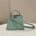 Fendi 8BN335 Peekaboo ISeeU Petite Turquoise Padded Nappa Leather Bag - Default Title - View 1