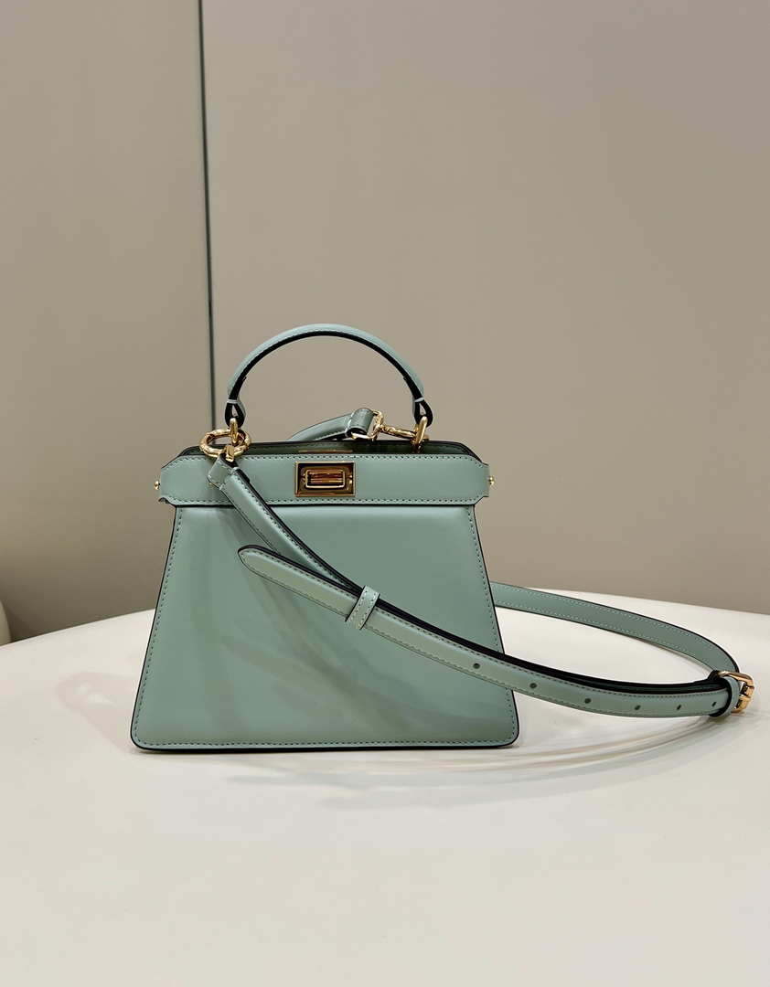 Fendi 8BN335 Peekaboo ISeeU Petite Turquoise Padded Nappa Leather Bag - Default Title - View 1