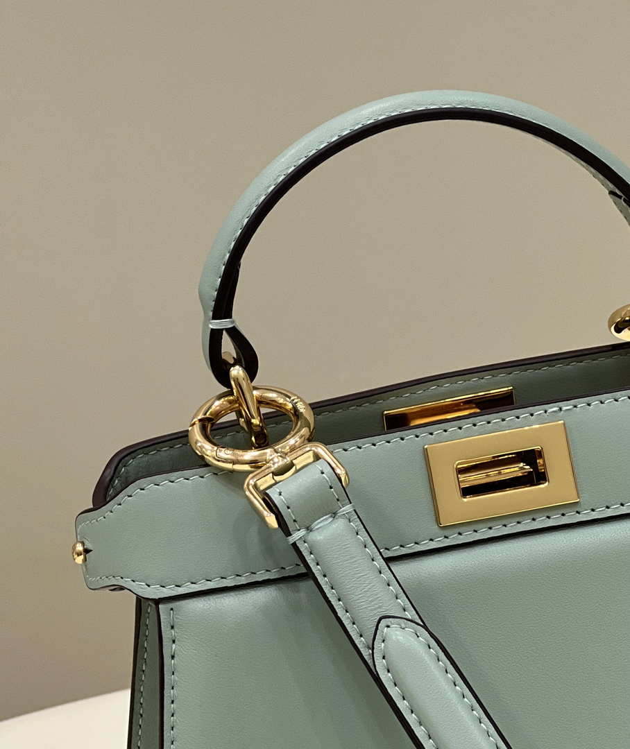 Fendi 8BN335 Peekaboo ISeeU Petite Turquoise Padded Nappa Leather Bag - Default Title - View 4