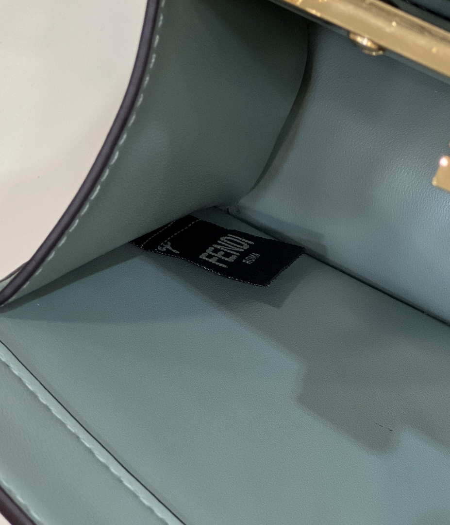 Fendi 8BN335 Peekaboo ISeeU Petite Turquoise Padded Nappa Leather Bag