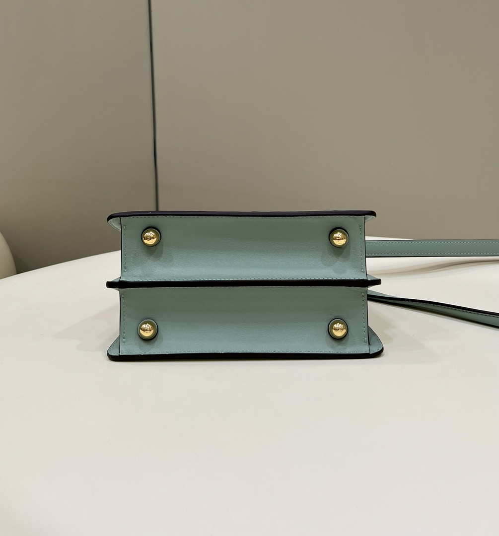 Fendi 8BN335 Peekaboo ISeeU Petite Turquoise Padded Nappa Leather Bag