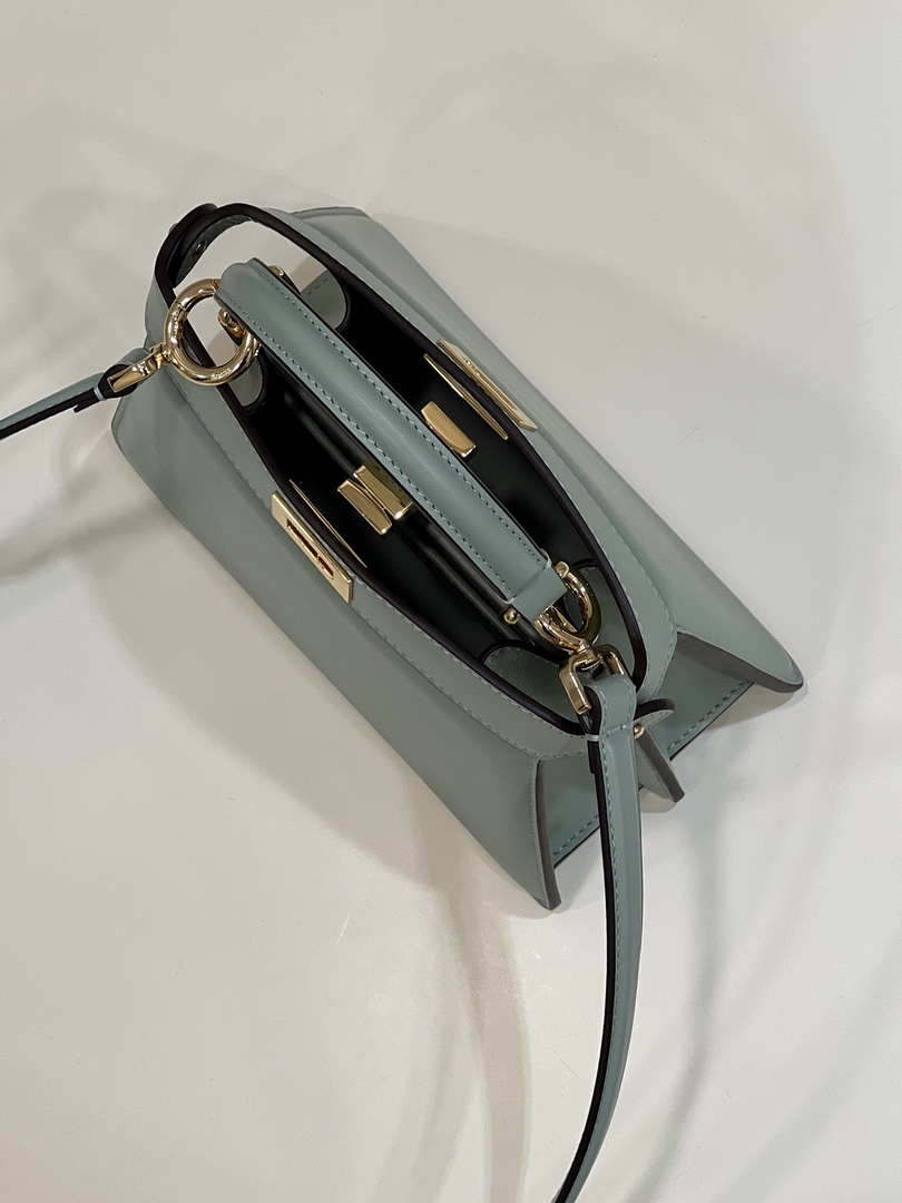 Fendi 8BN335 Peekaboo ISeeU Petite Turquoise Padded Nappa Leather Bag