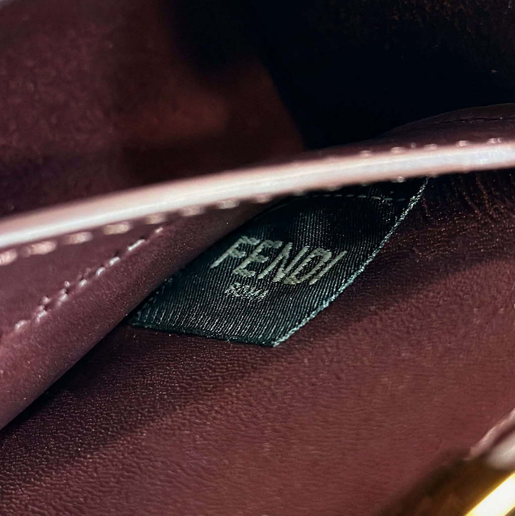 Fendi 8BN335 Peekaboo ISeeU Petite Wine Red  interlace leather bag 80138S
