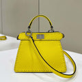 Fendi 8BN335 Peekaboo ISeeU Petite Yellow Selleria bag with 306 hand-sewn topstitches 80133As - Default Title - View 1