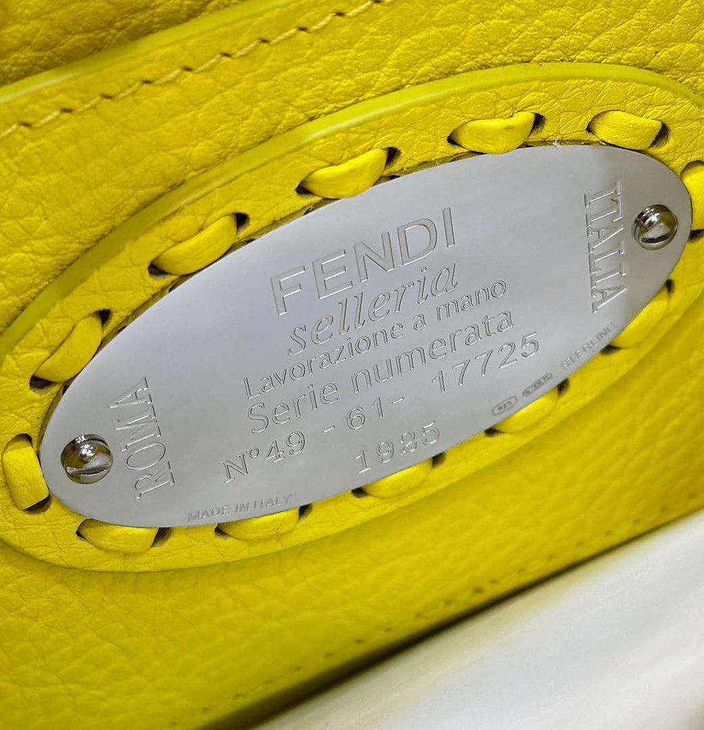 Fendi 8BN335 Peekaboo ISeeU Petite Yellow Selleria bag with 306 hand-sewn topstitches 80133As