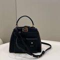 Fendi 8BN335 Peekaboo ISeeU Small Black leather bag 2113s - Default Title - View 1