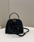 Fendi 8BN335 Peekaboo ISeeU Small Black leather bag 2113s