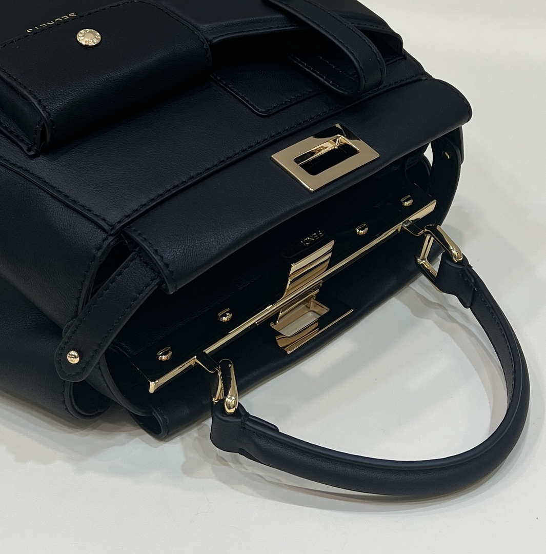 Fendi 8BN335 Peekaboo ISeeU Small Black leather bag 2113s - Default Title - View 7