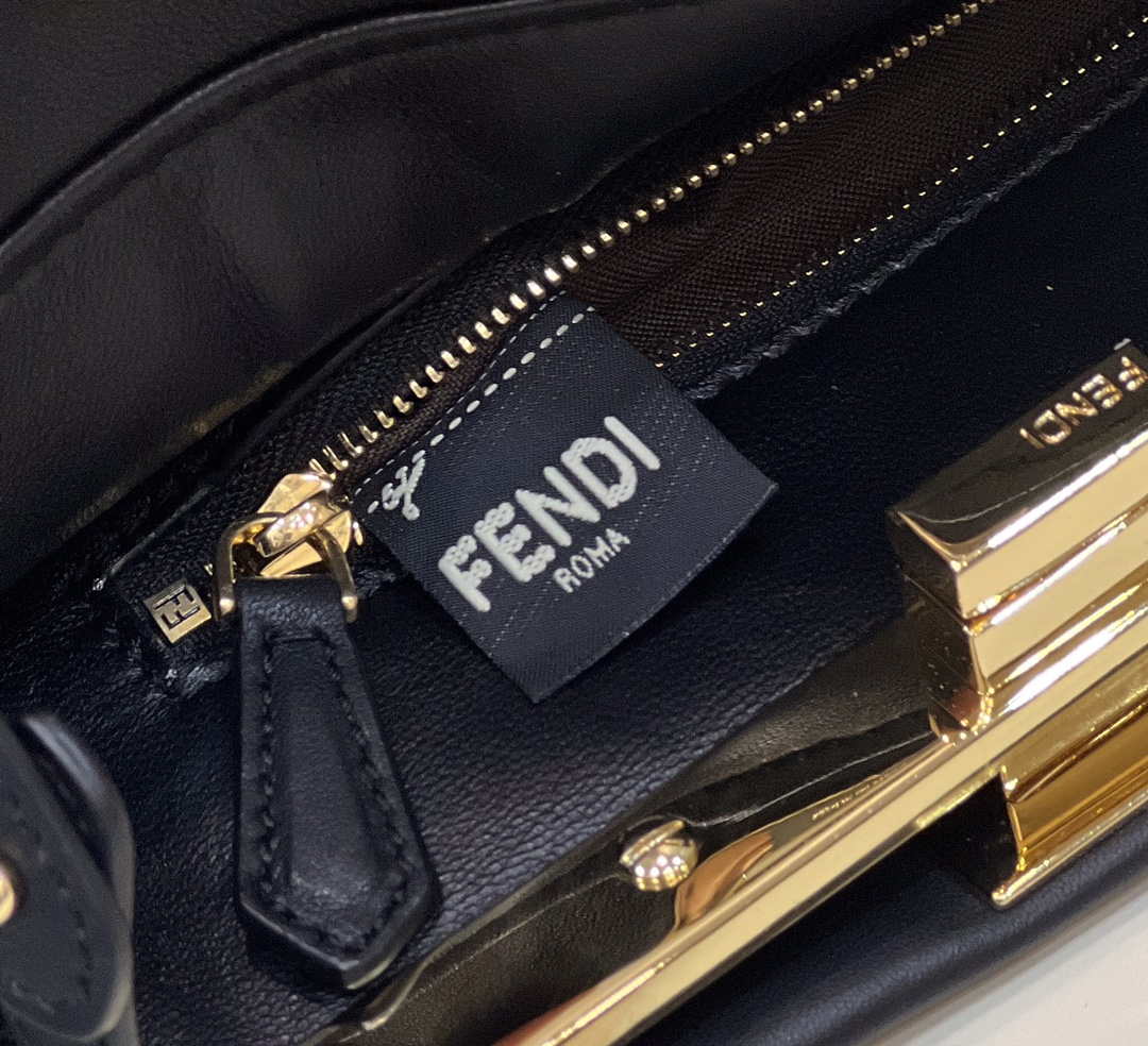 Fendi 8BN335 Peekaboo ISeeU Small Black leather bag 2113s - Default Title - View 8