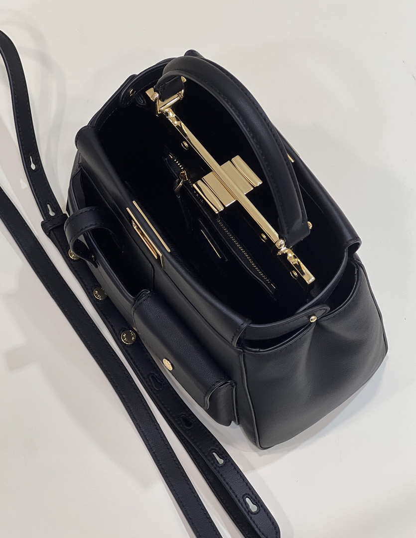 Fendi 8BN335 Peekaboo ISeeU Small Black leather bag 2113s - Default Title - View 9