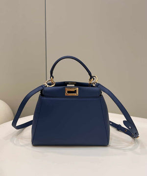 Fendi 8BN335 Peekaboo ISeeU Small Navy blue leather bag 2113s - Default Title - View 3
