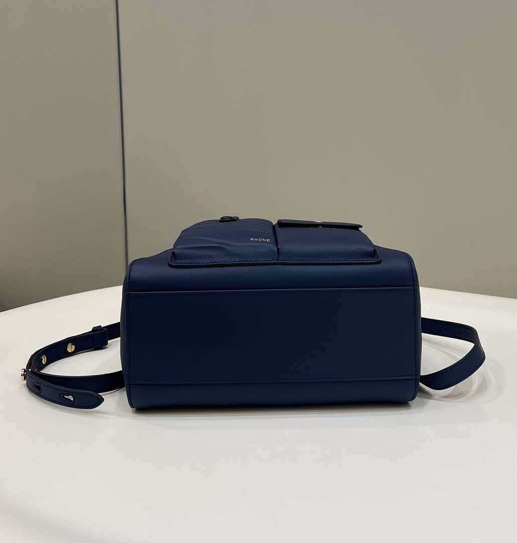 Fendi 8BN335 Peekaboo ISeeU Small Navy blue leather bag 2113s - Default Title - View 5