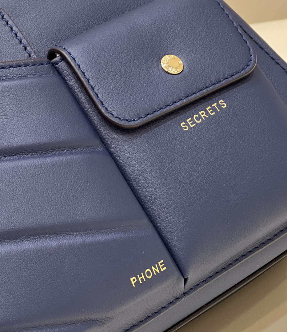Fendi 8BN335 Peekaboo ISeeU Small Navy blue leather bag 2113s - Default Title - View 6