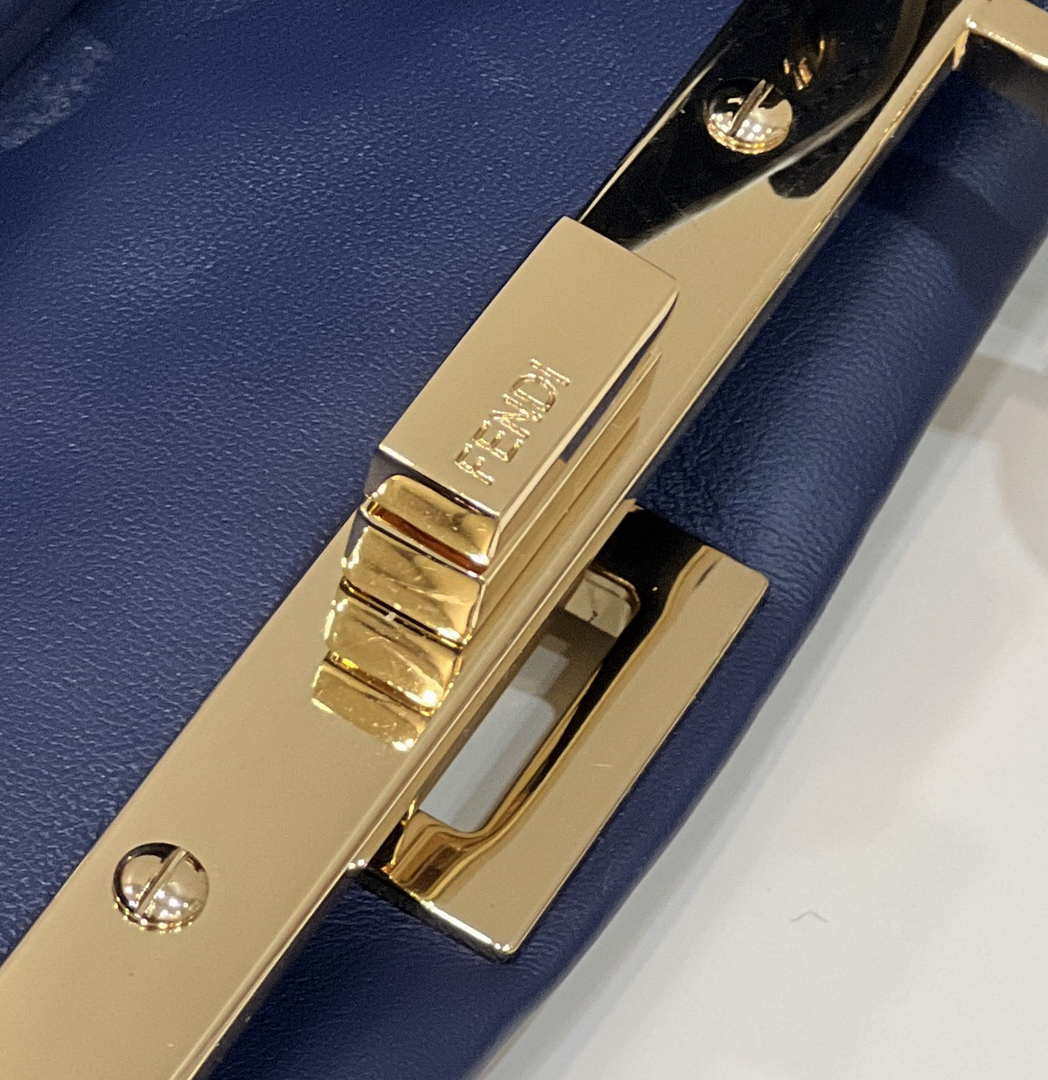 Fendi 8BN335 Peekaboo ISeeU Small Navy blue leather bag 2113s