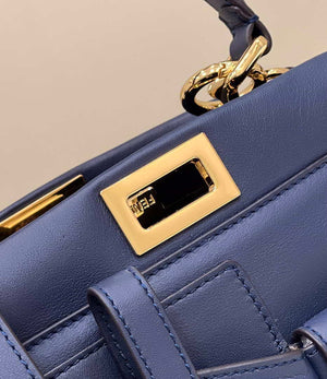 Fendi 8BN335 Peekaboo ISeeU Small Navy blue leather bag 2113s - Default Title - View 9