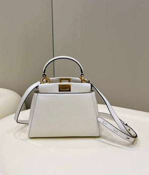 Fendi 8BN335 Peekaboo ISeeU Small White leather bag 2113s - Default Title - View 2