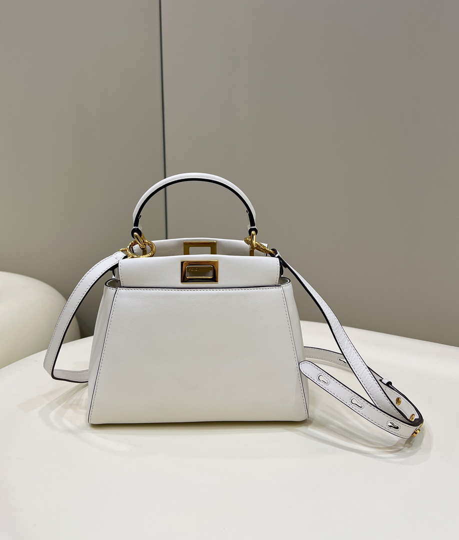 Fendi 8BN335 Peekaboo ISeeU Small White leather bag 2113s