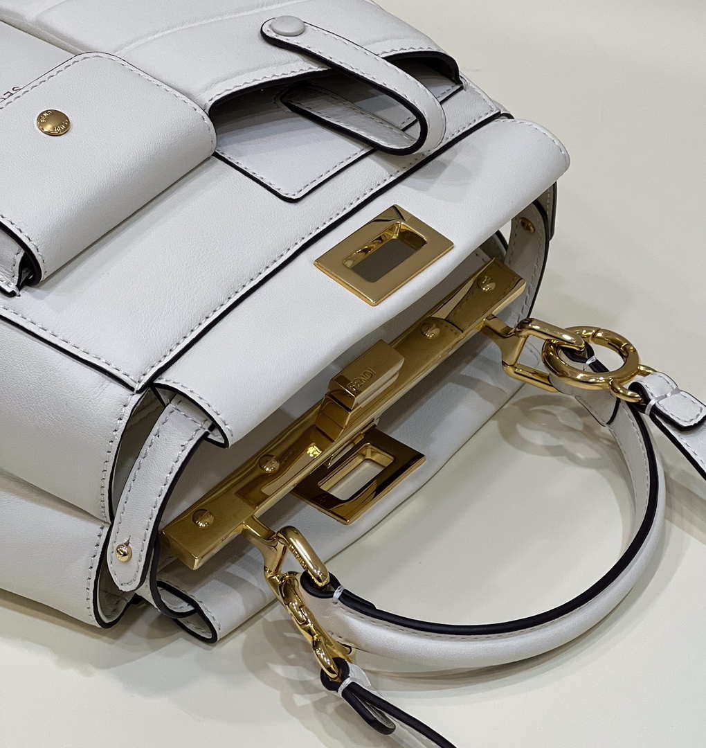 Fendi 8BN335 Peekaboo ISeeU Small White leather bag 2113s - Default Title - View 6
