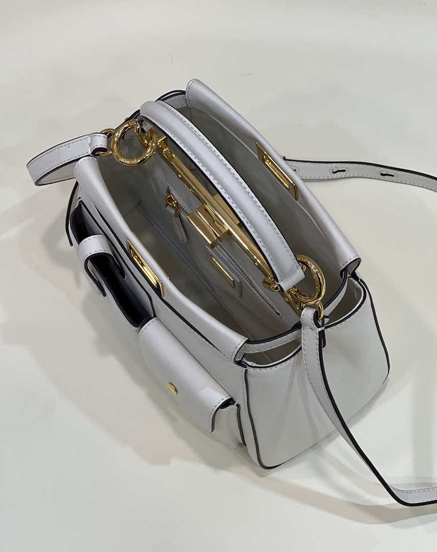 Fendi 8BN335 Peekaboo ISeeU Small White leather bag 2113s - Default Title - View 8
