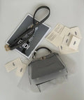Fendi 8BN335A7SKF199A Peekaboo ISeeU Petite Gray ostrich leather bag