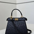 Fendi 8BN335A7SKF199A Peekaboo ISeeU Petite Blue ostrich leather bag