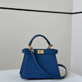 Fendi 8BN335A7SKF199A Peekaboo ISeeU Petite Blue ostrich leather bag
