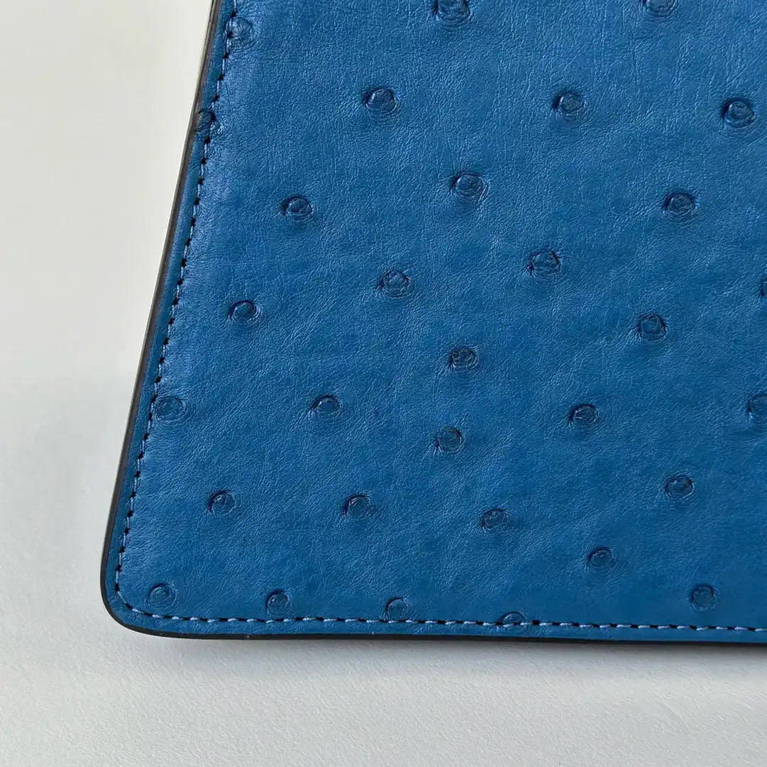 Fendi 8BN335A7SKF199A Peekaboo ISeeU Petite Blue ostrich leather bag